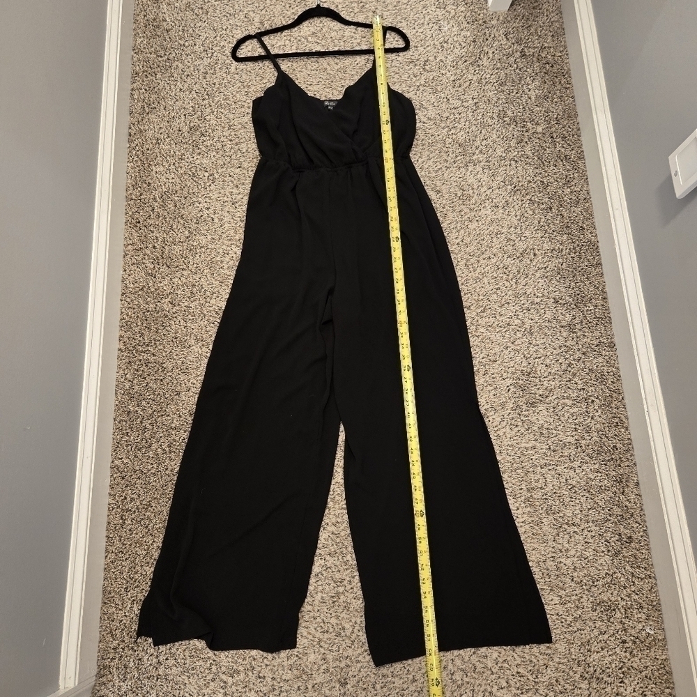 Lily Rose Black V Neck Jumpsuit With Cinch Waist Size L No Belt - Picture 5 of 16